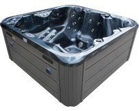 Whirlpool Aquajoy Riviera (200×200×90 cm), Dunkelopal, mit Lautsprechern und LED-Beleuchtung