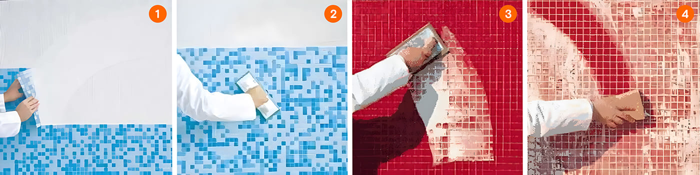 Jak przykleić mozaikę basenową na siatce